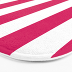 Bright Pink Peacock and White Wide Vertical Cabana Tent Stripe Bath Mat Gallery Image 3