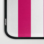 Bright Pink Peacock and White Wide Vertical Cabana Tent Stripe Laptop Sleeve Gallery Image 3