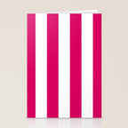 Bright Pink Peacock and White Wide Vertical Cabana Tent Stripe Stationery Card Gallery Image 2