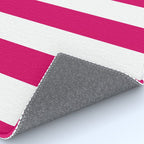 Bright Pink Peacock and White Wide Vertical Cabana Tent Stripe Rug Gallery Image 4