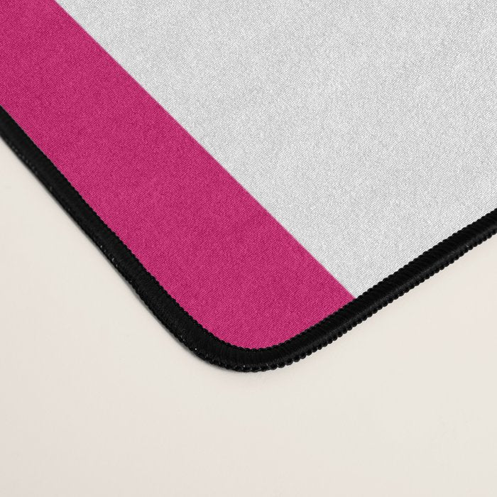 Bright Pink Peacock and White Wide Vertical Cabana Tent Stripe Desk Mat Gallery Image 4
