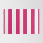 Bright Pink Peacock and White Wide Vertical Cabana Tent Stripe Rug Gallery Image 2