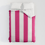 Bright Pink Peacock and White Wide Vertical Cabana Tent Stripe Duvet Cover Gallery Image 6