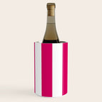 Bright Pink Peacock and White Wide Vertical Cabana Tent Stripe Wine Chiller Gallery Image 2