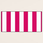 Bright Pink Peacock and White Wide Vertical Cabana Tent Stripe Desk Mat Gallery Image 3