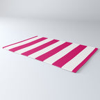Bright Pink Peacock and White Wide Vertical Cabana Tent Stripe Rug Gallery Image 3