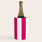 Bright Pink Peacock and White Wide Vertical Cabana Tent Stripe Wine Chiller Gallery Image 3