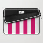 Bright Pink Peacock and White Wide Vertical Cabana Tent Stripe Laptop Sleeve Gallery Image 2