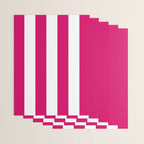 Bright Pink Peacock and White Wide Vertical Cabana Tent Stripe Wrapping Paper Gallery Image 3