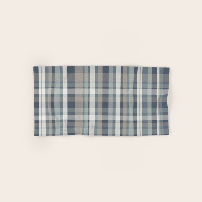 Retro Modern Plaid Pattern in Neutral Blue Gray Taupe Tones Bath Towel Gallery Image 1