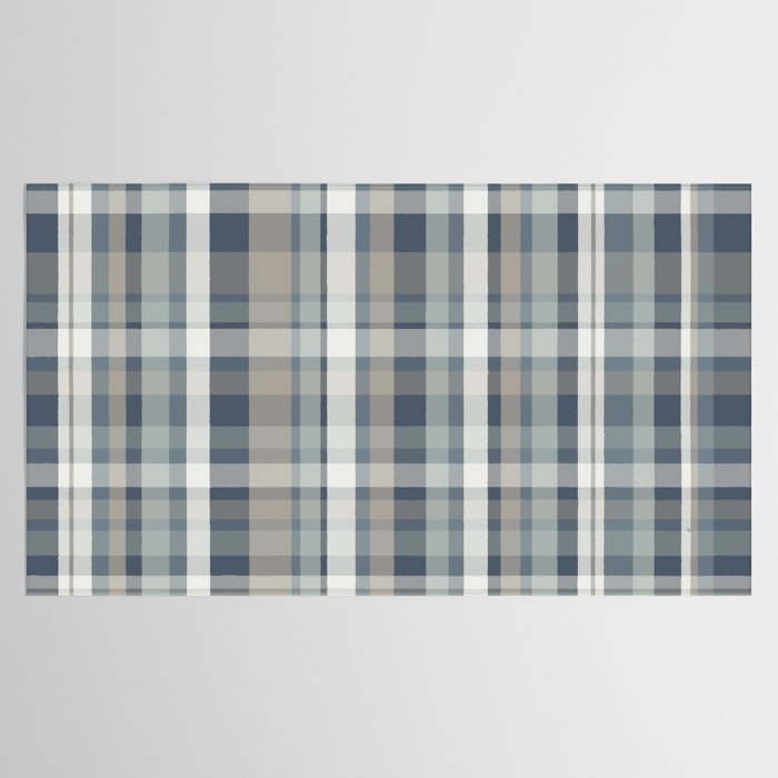 Retro Modern Plaid Pattern in Neutral Blue Gray Taupe Tones Tablecloth Gallery Image 2