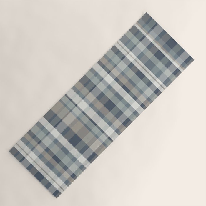 Retro Modern Plaid Pattern in Neutral Blue Gray Taupe Tones Yoga Mat Gallery Image 1