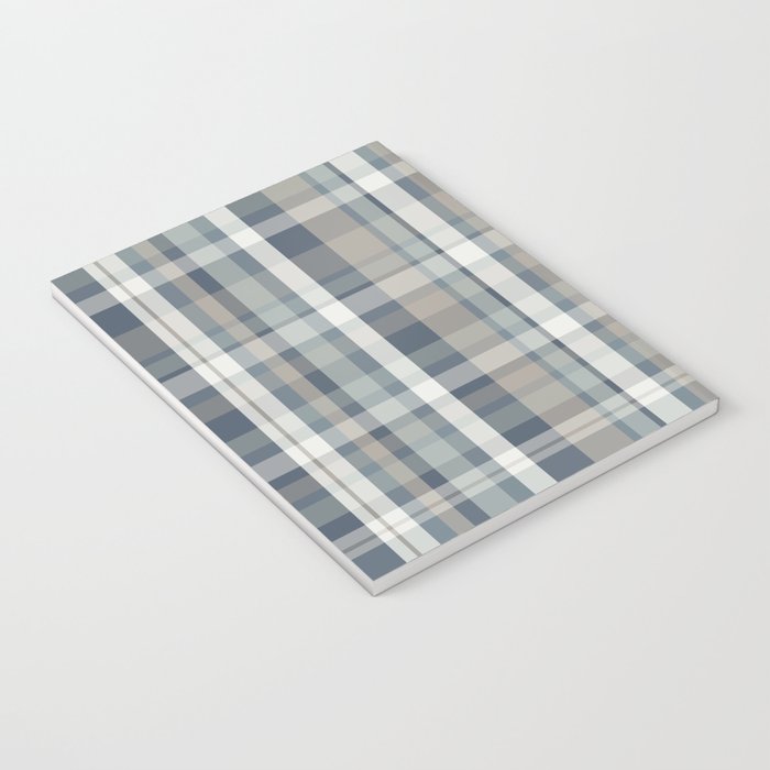 Retro Modern Plaid Pattern in Neutral Blue Gray Taupe Tones Notebook Gallery Image 3