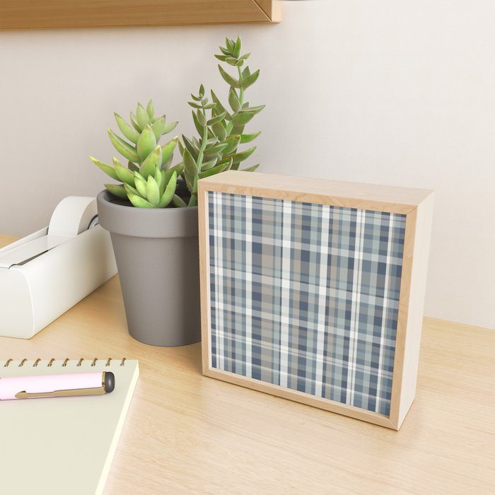 Retro Modern Plaid Pattern in Neutral Blue Gray Taupe Tones Mini Art Print Gallery Image 2