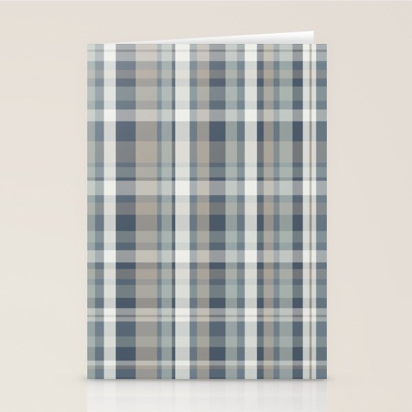 Retro Modern Plaid Pattern in Neutral Blue Gray Taupe Tones Stationery Card Gallery Image 1