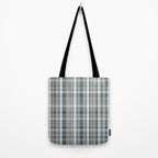 Retro Modern Plaid Pattern in Neutral Blue Gray Taupe Tones Tote Bag Gallery Image 2