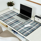 Retro Modern Plaid Pattern in Neutral Blue Gray Taupe Tones Desk Mat Gallery Image 2
