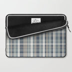 Retro Modern Plaid Pattern in Neutral Blue Gray Taupe Tones Laptop Sleeve Gallery Image 2