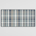 Retro Modern Plaid Pattern in Neutral Blue Gray Taupe Tones Desk Mat Gallery Image 3