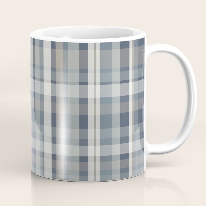 Retro Modern Plaid Pattern in Neutral Blue Gray Taupe Tones Coffee Mug Gallery Image 1
