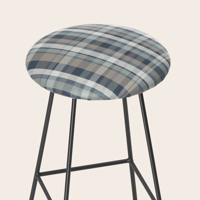 Retro Modern Plaid Pattern in Neutral Blue Gray Taupe Tones Stool Gallery Image 2