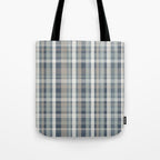 Retro Modern Plaid Pattern in Neutral Blue Gray Taupe Tones Tote Bag Gallery Image 1