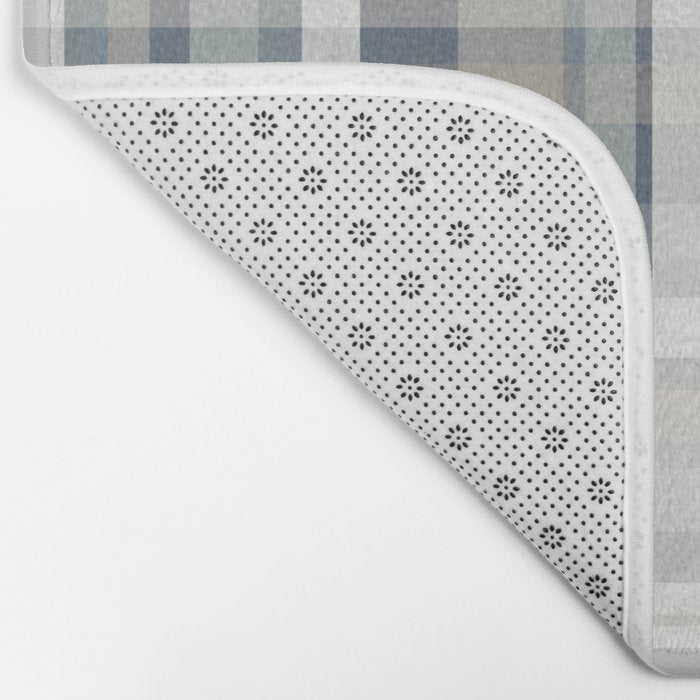 Retro Modern Plaid Pattern in Neutral Blue Gray Taupe Tones Bath Mat Gallery Image 2