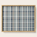 Retro Modern Plaid Pattern in Neutral Blue Gray Taupe Tones Serving Tray Gallery Image 1
