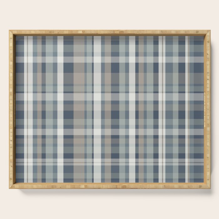 Retro Modern Plaid Pattern in Neutral Blue Gray Taupe Tones Serving Tray Gallery Image 1