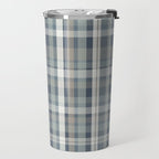 Retro Modern Plaid Pattern in Neutral Blue Gray Taupe Tones Travel Mug Gallery Image 2