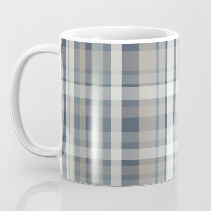 Retro Modern Plaid Pattern in Neutral Blue Gray Taupe Tones Coffee Mug Gallery Image 3