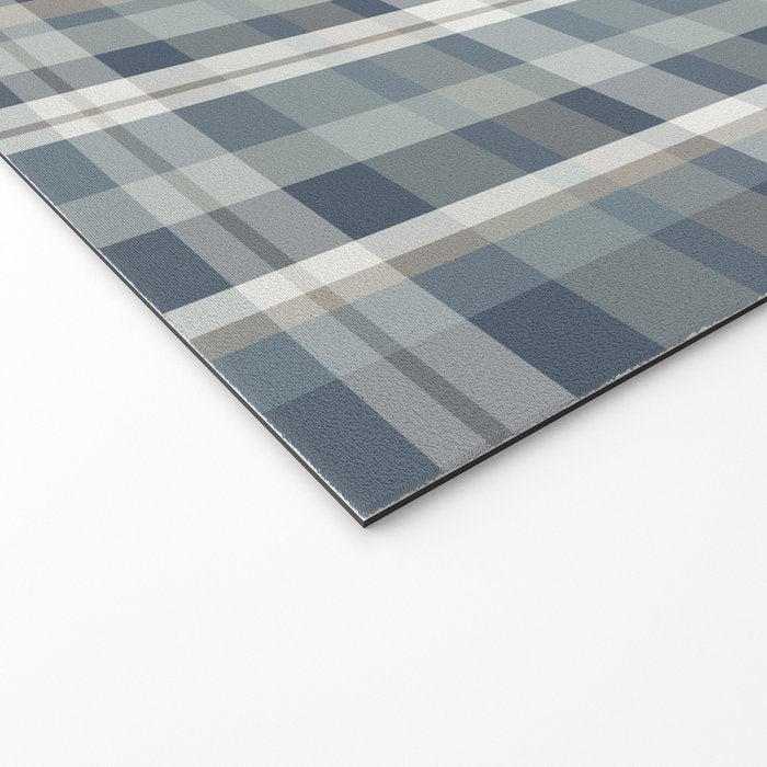 Retro Modern Plaid Pattern in Neutral Blue Gray Taupe Tones Welcome Mat Gallery Image 2