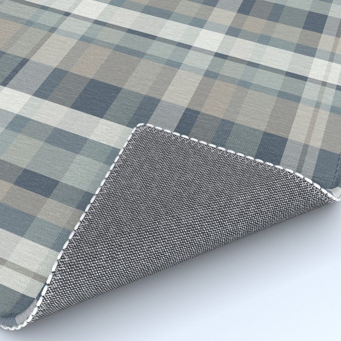 Retro Modern Plaid Pattern in Neutral Blue Gray Taupe Tones Rug Gallery Image 4