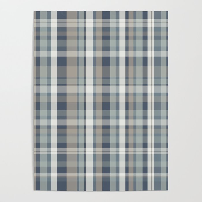 Retro Modern Plaid Pattern in Neutral Blue Gray Taupe Tones Poster Gallery Image 4