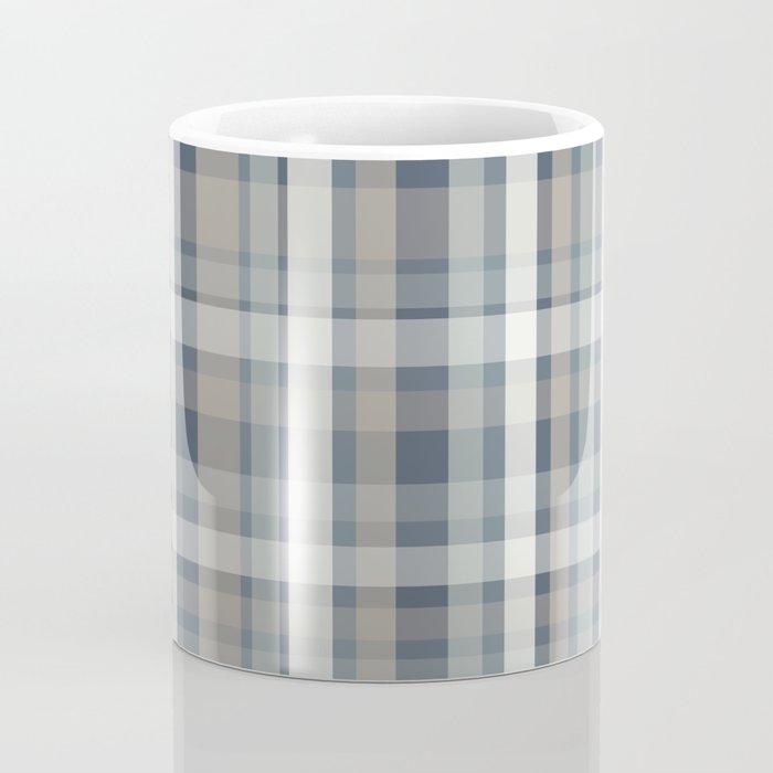 Retro Modern Plaid Pattern in Neutral Blue Gray Taupe Tones Coffee Mug Gallery Image 4