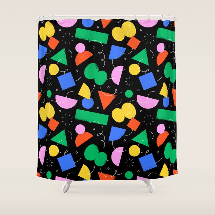 Colorful abstract geometric shape art pattern Shower Curtain Gallery Image 1