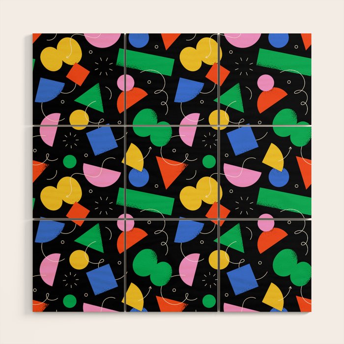 Colorful abstract geometric shape art pattern Wood Wall Art Gallery Image 1