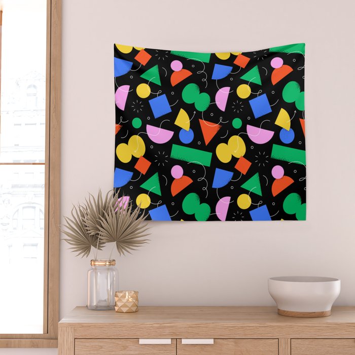 Colorful abstract geometric shape art pattern Wall Tapestry Gallery Image 2
