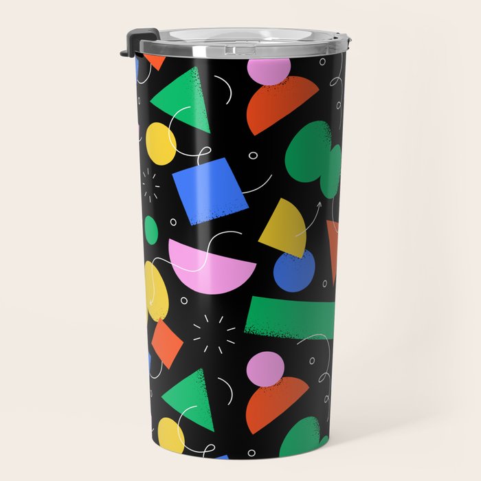 Colorful abstract geometric shape art pattern Travel Mug Gallery Image 3