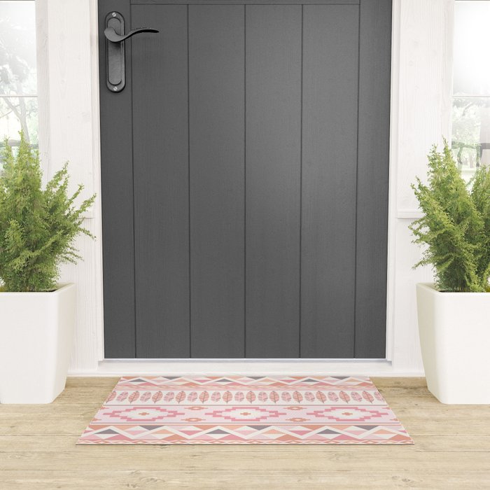 Pink Boho Tribal Aztec Welcome Mat Gallery Image 3