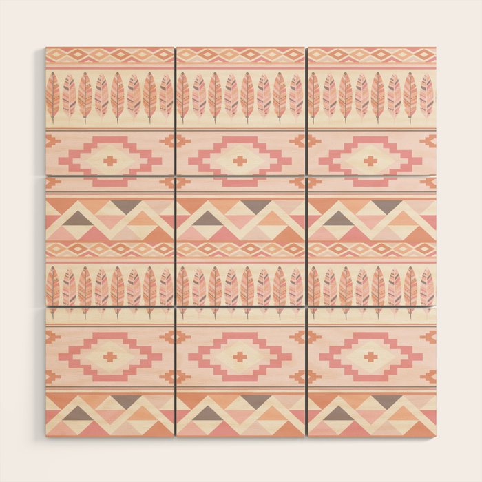 Pink Boho Tribal Aztec Wood Wall Art Gallery Image 1