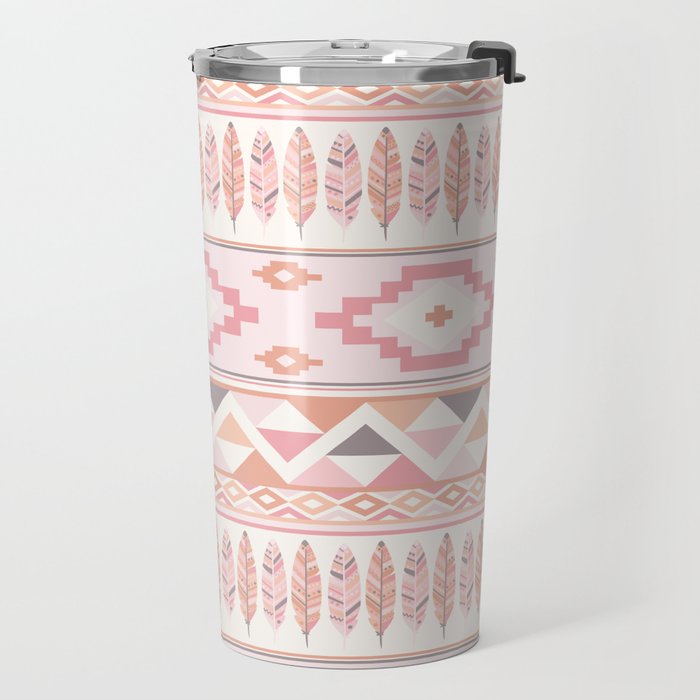 Pink Boho Tribal Aztec Travel Mug Gallery Image 2