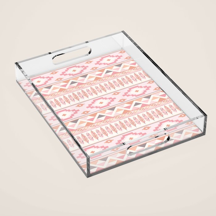 Pink Boho Tribal Aztec Acrylic Tray Gallery Image 1