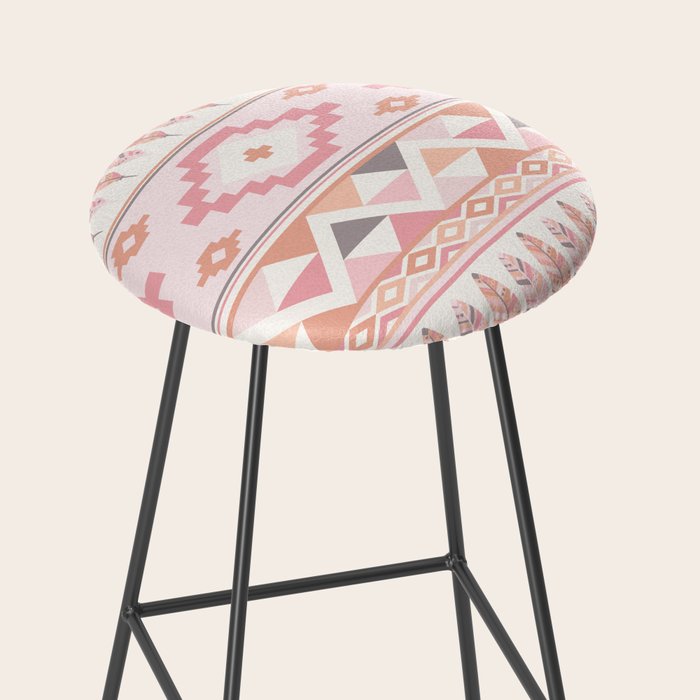 Pink Boho Tribal Aztec Stool Gallery Image 2
