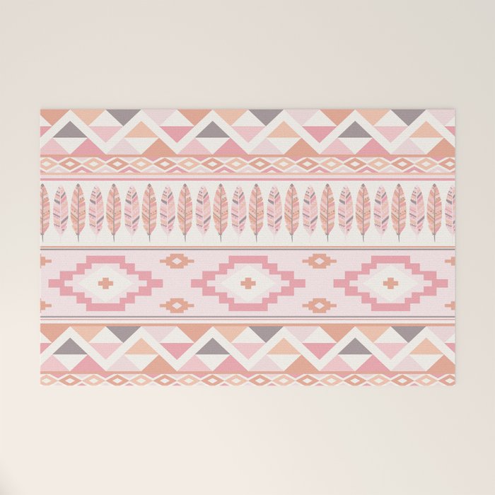 Pink Boho Tribal Aztec Welcome Mat Gallery Image 1