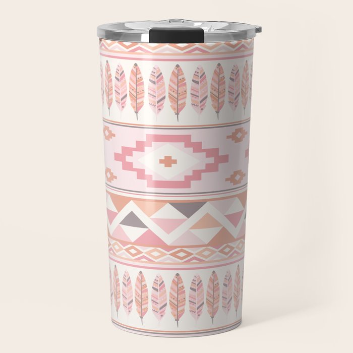 Pink Boho Tribal Aztec Travel Mug Gallery Image 1
