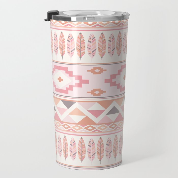 Pink Boho Tribal Aztec Travel Mug Gallery Image 3