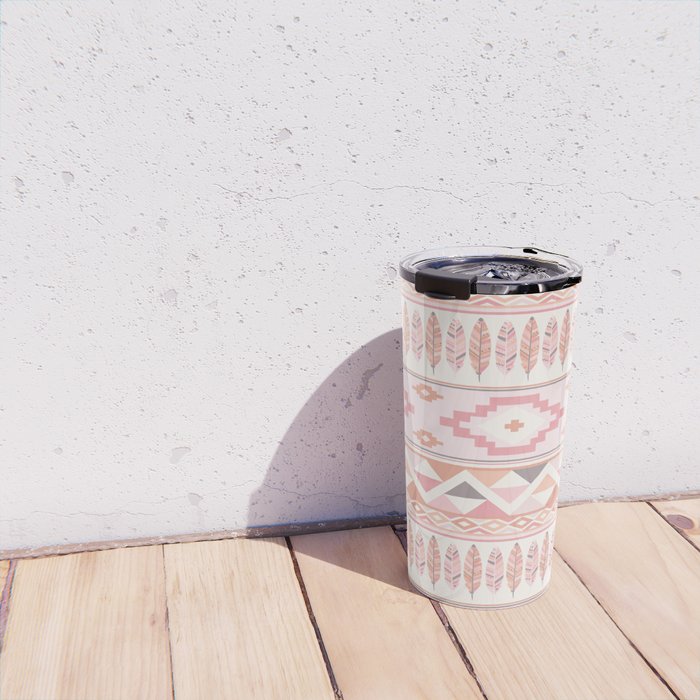 Pink Boho Tribal Aztec Travel Mug Gallery Image 4