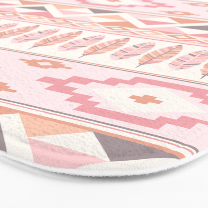Pink Boho Tribal Aztec Bath Mat Gallery Image 3