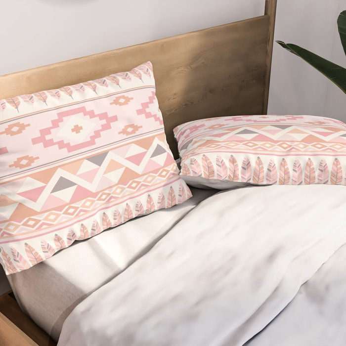 Pink Boho Tribal Aztec Pillow Sham Gallery Image 2
